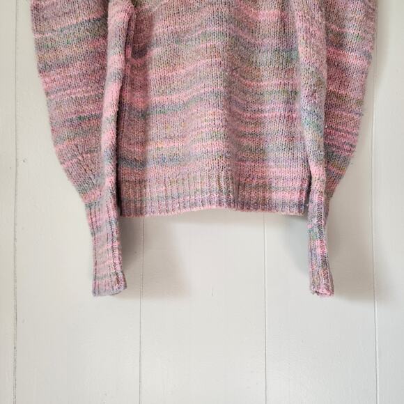 LoveShackFancy Aquarius Pullover Chunky Knit Sweater Pink Cloud Puff Sleeve S - Picture 7 of 12